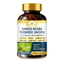 Veda Ginkgo Biloba Turmeric Bacopa Suplement for Memory, Mood & Focus with Ashwagandha - concentration, Energy & Brain Booster, Heally Joints & Circulation Support - 60 Vegan Capsule
