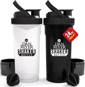 DAN RIVER 2- Kemas Shaker Bottle 124; 24z Plastik Protein Shaker & Mixer 124; Twist & Lock Design for Smoothies & Protein Mixes 126; Durable, Leaks-Provices, Easy to Clean 124; Clean & Black Shaker Bottles for Gym