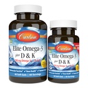 Carlson - Elite Omega-3 Plus D & K, 700 mg Omega-3s + D3 & K2, Fungsi, Kesehatan Tulang & Imune Dukungan, Lemon, 60 + 30 Softgel