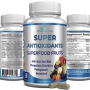 Super Antioksidant Fruit Superfood Complex - Powerful Antioxidant Superfruit, Acai, Goji, Noni, Mangosteen, Pexemenate, Elderberry, Resveratrol, Immune Care - 60 Capsules