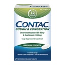 Contac Cough & Consuffic Maximum Power Controls Cough, Thins and Loosens Muscus, Guaimfenesin & Dextrothorphan HBr, Extended Rilis Tablet, 21 Count