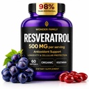 Reveratrol Suplemen 500mg - 98% Trans Resveratrol 1000mg Kompleks Organik - NAD Resveratrol Antioksidants & Anti Aging Suplemen Kesehatan Jantung, Memory Lift, Wellness Formula, Healthy Cell Support