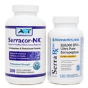 Serracor- NK (300) & Serra- RX 260.000 SU (120) - Scar Tissule Bundle - Acid- Resistant Serrapeptase Protolytic Systemic Enzyme