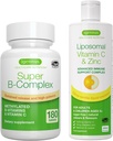 Super B-Complex + Lipomal Vitamin C 10000mg & Zinc Vegan Bundle, Metode Dilanjutkan Rilis B Kompleks & Tinggi Absorpsi Limune Dukungan Kompleks, oleh Igennus