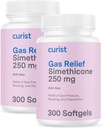 Curist Gas Relief Simethyone 2 Pack - 250 mg Softgels (600 Count) Relief Digetical, Pelepasan Bloating & AntiFlatulence Gas Pil untuk Dewasa aid Gas dan Bloating Relief (600 Softgels)