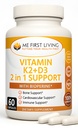 Me First Living Vitamin D3 K2 Supplemen Bone and Heart Health Formula 125 MCG Vitamin D3 & 100 MCG Vitamin K2 MK-7 Mudah untuk Swallow Vitamin D & K Komplex dengan Calcium