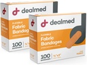 Dealmed Fabric Flexible Adhesive Bandages - 100 Cacah (2 Paket) Bandar dengan Non- Stick Pad, Latex Free, Wound Care for First Aid Kit, 3 "x 3 / 4"