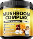 Satoomi 10in1 Jamur Kompleks - Lions Mane, Cordyceps, Reishi, Chaga dan 6 Lainnya - Suplemen Otak untuk Memori & Fokus - 90 Cacah - 3 Bulan Supppply