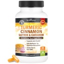 Suplemen Turmeric dengan Saffron, Cinnamon dan Cardamom Plus BioPerine Black Pepper Ekstrak untuk Absorpsi Optimal, Curcumin Tumeric Natural Dukungan Bersama Suplemen Perempuan dan Pria, 60 Kapsul