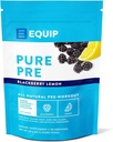 Equip Foods Pure Pra All Natural Pre-Workout Powder 124; Green Tea Caffeine, Sea Salt, EAA, Vadain C, B6, B12, L-carnitine, Agnine 124; Biasanya Boosts Workout 124; 30 Pegawai, BlackBerry Lemon Caffeinated