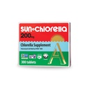 Sun Chlorella 200 mg Green Algae Superfood Suffood Suplemen - Pulverized Cell Wall - Chlorofil, CGF, Aktif B12, Besi, Protein - Non-GMO - 300 Tablet