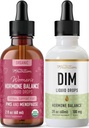 Suplemen DIM Liquid & Herbal Hormone Balance Tackle 124; Hormone Balancing Bundle dengan 100mg DIM (25 Pelayan) dan PMS Menopause & Menstrual Dukungan Liquid dengan Cohosh Hitam (60 Pelayan)