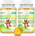 Magnesium Gummies for Kids - Magnesium Glycinate Gummies Supplement with L- Theanine, Vitamin B6, D3 for Dewata & Kid, Calm Magnesium for Sleep, Relaxation, Brain, Bones, Sugar Free Pineapple 120ct