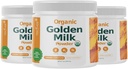 Bubuk Susu Emas Organik dengan Vitamin D3 & K2, Turmeric, Ginger, Curcumin, Cinnamon, KSM66 Ashwagandha, Basil & Natural Prebiotics-- Delicious Unsweated Turmeric Tea Latte - 3 Pack