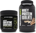 NutraBio Creatine Monohydrate, Unfeatored, 150g and Whey Protein Isolate, Chocolate Peanut Butter, Suplemen Bundle - Energi Otot Lean, Pertumbuhan Otot, Pemulihan, dan Kekuatan