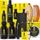 The Beard Club Premium Beard Kit for Men - Grooming & Care Kit - Cedar & Sandalwood Oil, Sandalwood Balm, Shampoo, Brush, Comb, Triming Gunting, Straight Edge Razor - Gift Set