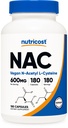 N-Acetyl L- Cysteine (NAC) 600mg, 180 Capsules - Non-GMO, Gluten Free