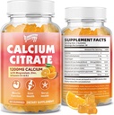 Kalsium Citrat Gummies 1200 mg dengan Vitamin D3, K2, Magnesium, Zinc, Bone Support for Bones, Muscles & Joints, Imunity & Memory Support, 60 Count
