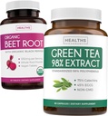 Bit Root & Green Tea Extract (1 - Bulan Suply) Detox Power Duo - Root Beet Organic Beet with Black Pepper untuk Absorpsi 1250mg (60 tablet) & Green Tea Extract 98% dengan EG1000mg per servis (60 caps)