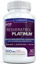 Reveratrol Antiokhants Tambahan Platinum: Kuat Anti Aging Formula Mula dengan Murni, Natural Trans Resveratrol untuk Dukungan Imune, Vitalitas dan Kesehatan Otak, 30 Gluten Veggie Bebas Capsules