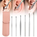 ear cleaner, 2024 New Satinless Steel 360 ° Spiral Earwax Tool Set with PU Leather Case, Ear Cleaning Kit, Household Creative Portable Ear Kit for Men and Women (E Type * 1)