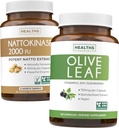 Nattokinase & Olive Leaf (6- Bulan Suply) Flow & Wellness Mix - Nattokinase 2000 FU FU Alami Fermentasi Soybeans (6- Pasokan Bulan) & Olive Leaf Ekstrak Super Kekuatan dengan 20% Oleuropein