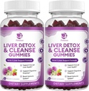 Liver Cleanse Detox & Repair Gummies - Ekstra Kekuatan 14 dalam 1 Hati Dukungan Dukungan w / Milk Thistle Silymarin, Dandelion, Extract & Elderberry - No Sugar, Liver Health Supplemen -120 Ct