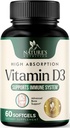 Vitamin D3 Suplemen 5000IU (125 mcg) - Ekstra Kekuatan Vitamin D-3 Dietary Softgels untuk Bone, Teeth, Kesehatan Otot & Imune Dukungan, Abine Rapid Absorbtion Mini D Softgel, Non-GMO, Gluten Free - 60 Count