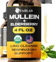 FabLab Mullein Leaf Extract dengan Elderberry 4 Fl Oz - Made in USA - Drops for Better Lung - Mullein Tincture for Lung Detox - Bronchial Cleanse for Smokers - Respiratory Herbal Suplemen