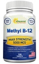 ASquared Nutrection Vitamin B12-5000 MCG Tambahan dengan Methylcobalamin (Metil B-12) - Max Kekuatan Vitamin B 12 Dukungan untuk Boost Natural Energy, Manfaat Fungsi Otak & Jantung - 120 Tablet
