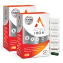 Tambahan Besi Aktif 25mg - Secara klinis Dibuktikan untuk Meningkatkan Tingkat Besi & Energi - Lembut, Non-Constipating, Sangat Absorbed - 120 Kasules