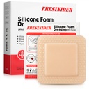 FRESINIDER Silicone Foam Dressing with Adhesive Border - Wound Dressing Bandage - Silicone Foam Pad - Paket 10 - 4 x 4 Inches Large Waterproof Bandages - Self Adhesive Wound Card and Dressing