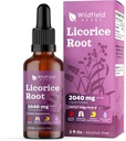 Licorice Root Extract Drops 2000mg (Glycyrrhiza Glabra L) Herbal Suplement Absorbs Better Than Capsules, 1 Pasokan Bulan, 84 Servis, Alcohol- Free Tacture - 2 Oz, Paket 1