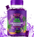 Sea Moss Gummies & Elderberry - Vitamin C + Zinc - Extra Stromune & Thyroid Dukung Booster Gummy Bears for Kids & Dewas - 60 Seamoss Gummies - Made in The USA