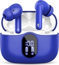 Bluetooth Earbuds Nirkabel 5.3 Headphones Bass Stereo Buds with Noise Cancelling Mic LED Tampilan di Ear Earphone IP7 Waterproof 36H Playtime for Laptop Pad Phones Sports Workout Blue