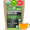 U. S. Wellness Wellnals Organic Gunpowth Green Tea 124; Loose Leaf 124; Premium Quality 124; 100% Certical Organic Green Tea 124; 16oz / 453g 124g
