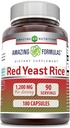 Amazing Formulas Red Yeast Rice 1200 mg Per Serving Capsules Suplement: 124; Non-GMO 124; Gluten Free 124; Made in USA (180 Count)