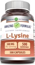 Amazing Formulas L- Lysine 500 mg Capsules Acid Acid Acid 14; Non-GMO 124; Gluten Free 124; Dibuat di USA (500 Count)