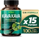 GriMed Kava Kava 19,700mg - X 15 Power dengan Ashwagandha Lemon - Kekuatan, Relax, Restore, Tenang - Dibuat di AS (100 Count (Paket 1)))