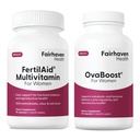 FertilAid for Women & Ovaboost Combo, Women Fertility Suplement & Natural Fertility Vitamin dengan Myo- Inositol, Vitex & Vitamin untuk mendukung Ovulasi, Regularitas Siklus & Egg Quality, Persediaan 1 Bulan