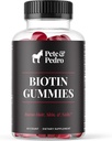 Pete & Pedro BiOTIN Gummies for Hair, Skin & Nails Growth for Women & Men & Men 124; Hair Grow Support for Stronger Skin, & Nails 124; Cherry Biotin Gummy Per Serving 124; Terlihat di Shark Tank, 60 Count