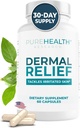 PUREHEALTH RESEARCH Relief Suplemen Dermal - untuk Irosting Skin, Eczema dan Dermatitis dengan L- Histidine, Ashwagandha Root Extract, Rhodiola Crenulata, Vitamin D dan E - 1 Botol - 60 Capsules