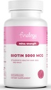 Ekstra Kekuatan Biotin 5000 MCG, 60 Capsules untuk Rambut, Skin, Nail & Bone Health, Non-GMO & Gluten- Free, High- Potency Biotin Supplemen (Persediaan Dua Bulan)