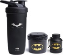Smartshake DC Comics Bundle - Batman Stainless Steel Protein Shaker 900ml dengan Funnel 110ml dan Penjamin Penyimpanan 200ml.