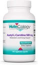 Nutrikologi Acetyl- L- Carnitine 500mg Suplemen - Metabolisme dan Energi Dukungan, ALC, Form Amino Acid, Vegetarian Capsules - 100 Cacah