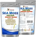 NELCIA NATURAL HERBS Sea Moss Ashwagandha Protein Powder -Natural Sea Moss, Bladderwrack dan Burdock Root, Benih Hitam dan Buji Shilajit Powder (16oz)