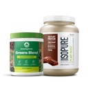 Bundle of Amazing Grass Greens Superfood Pounder: Asli, 30 Servis + Isopure Chocolate Vegan Powder, Plant Based, Organic Pea Protein, Dairy Free, 20 Servings (Packing May Wary)