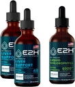 E2H: Suplemen Dukungan Hati (2 Pack - 4 Fl Oz) dan Chlorofil Liquid Drops (Single Bottle - 2 Fl Oz) Alag 124; Vegan, Non- GMO - (6 Fl Oz Total) - Bundle