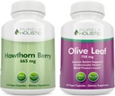Murni Holistik Hawthorn Berry 665mg + Olive Leaf Extract 750mg Bundle + 270 Vegan Capsules - Dibuat di Amerika Serikat