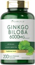 Carlyle Ginkgo Billa Pills 124; 6000mg 124; 200 Capsules 126; dengan Batoba Ekstraksi 124; Kekuatan Ekstra, Non-GMO dan Gluten Herbal Bebas Suplemen